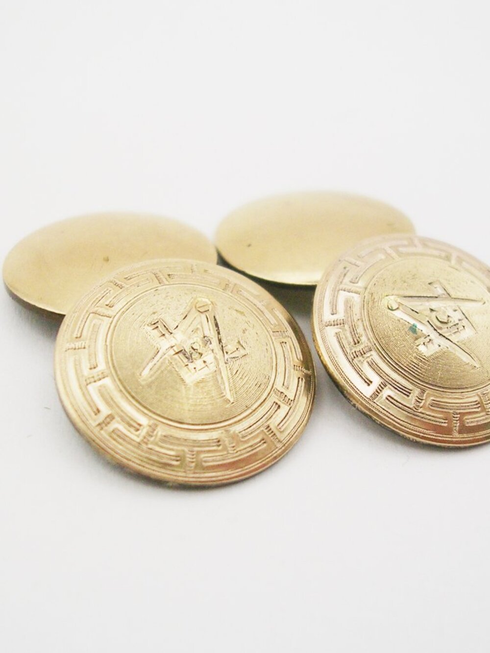 Antique Freemason Cuff Links double sided gold filled Square & Compass